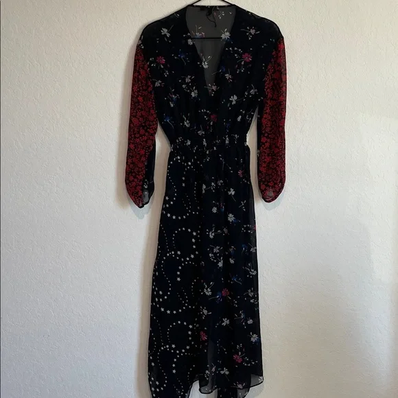 Maje Rayema Handkerchief Hem Printed Maxi Dress - Picture 9 of 9